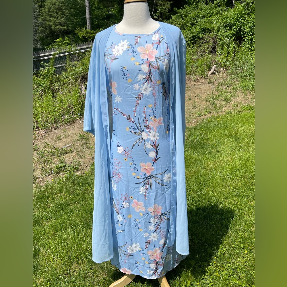 NWOT 2pc Pretty Sheath Light Blue lightweight Maxi dress size XL